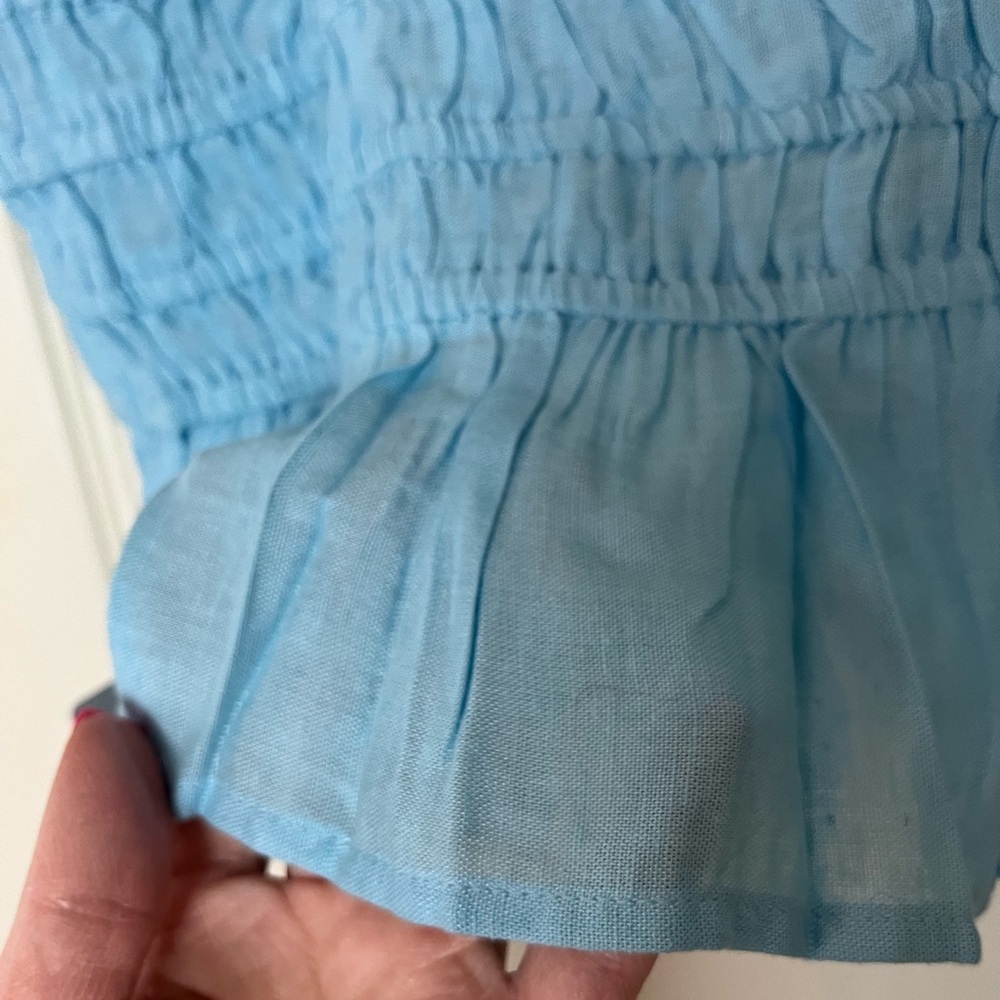 Nordstrom NSR Designer Light Blue Smocked Adjustable Top Juniors Medium - Picture 15 of 16